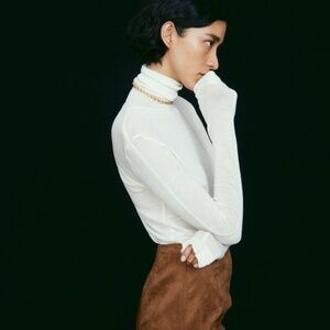 Cream Turtle Neck Shirt